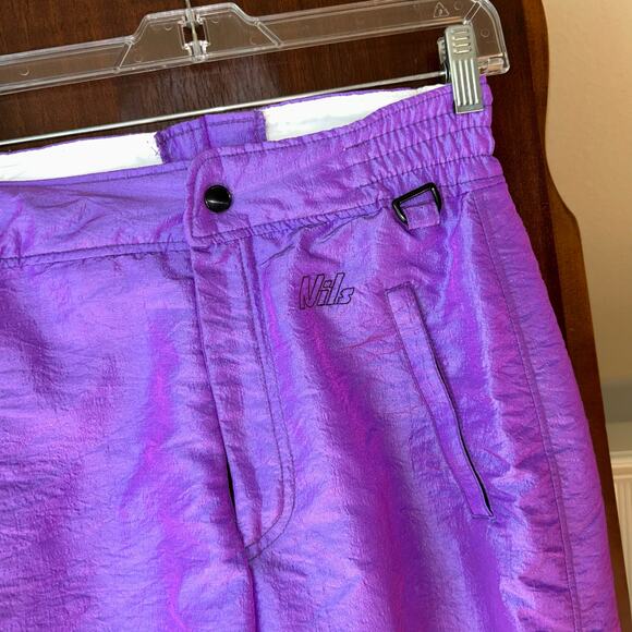 Vintage Nils Women’s high waisted Ski snow pants size 10 small iridescent purple - Picture 4 of 12